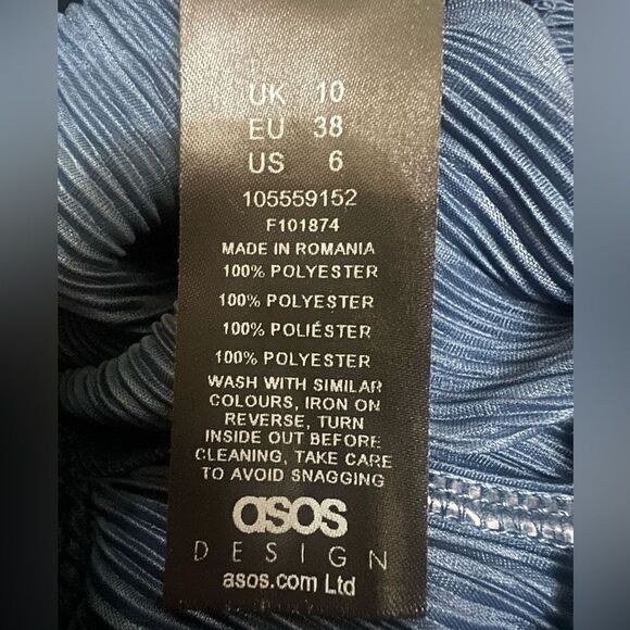 4/$25 jumpsuit Asos design collared plisse indigo size 6 pleated travel vaca - Picture 6 of 6